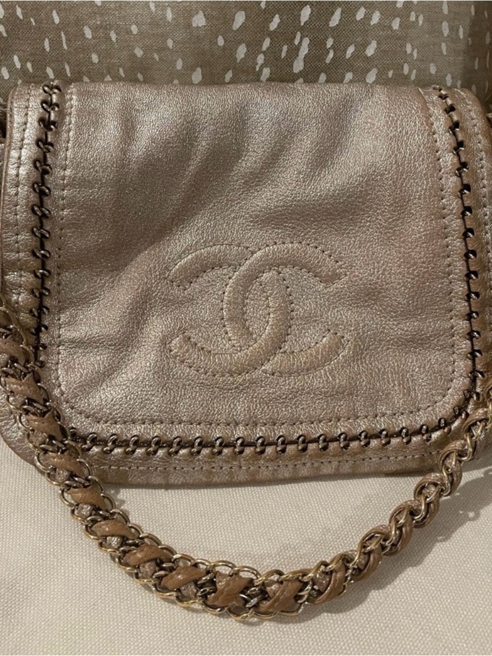 Authentic Chanel Gold Metallic handbag
